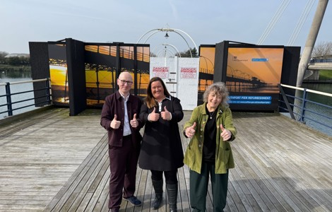 Patrick Hurley MP, Councillor Marion Atkinson, Councillor Paulette Lappin give thumbs up on Southport Pier 