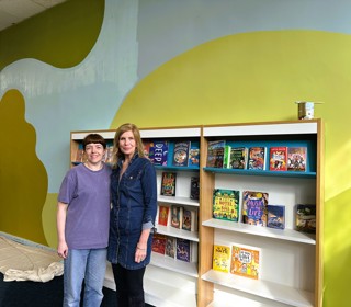 Cllr Liz Dowd and installation artist  Linny Venables