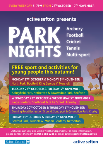 poster with information of park nights on