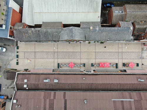 An aerial phot of completed pedestrianised Market Street