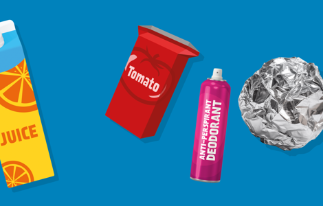 different icons of recycled materials